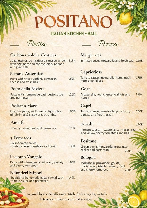 Positano Bali Menu - Page 3