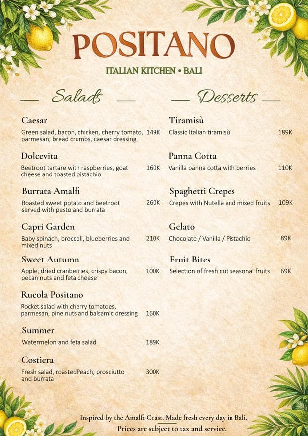Positano Bali Menu - Page 4