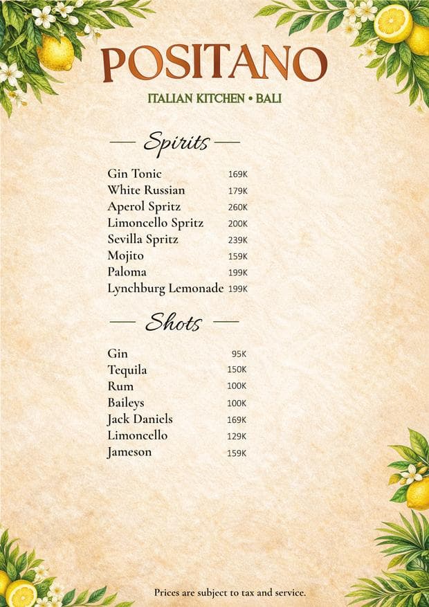 Positano Bali Menu - Page 6