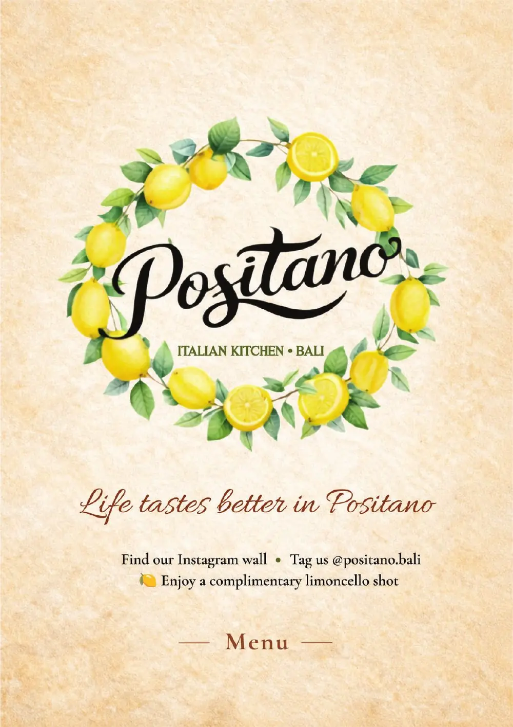 Positano Bali Menu - Page 1