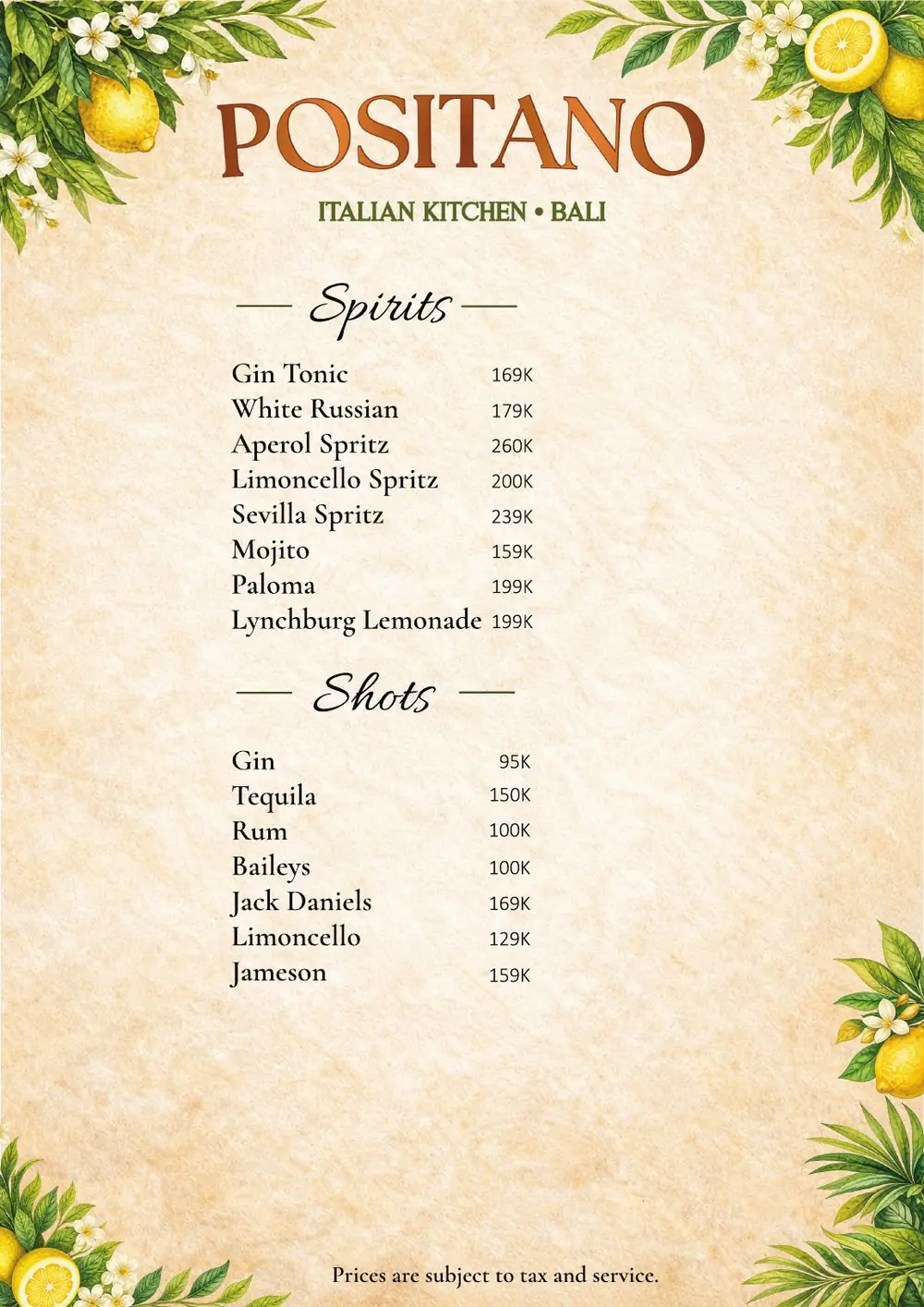Positano Bali Menu - Page 6